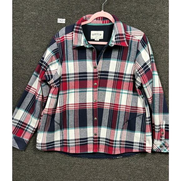 ORVIS Women’s Pinnacle Multicolor Plaid Flannel Fleece Lined Shirt Shacket XXL - Picture 1 of 10